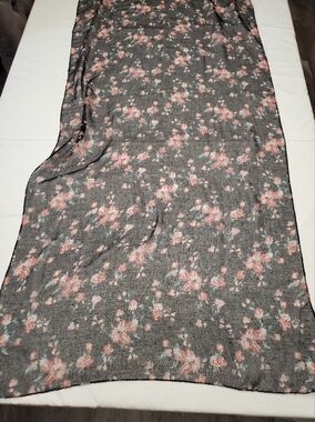 Riah Fashion Dark Floral Sheer Scarf Black Boho Wrap Lightweight Fall Aesthetic